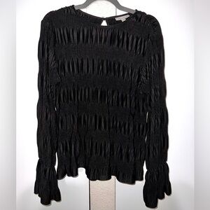 Black Rouched Long Sleeve Blouse